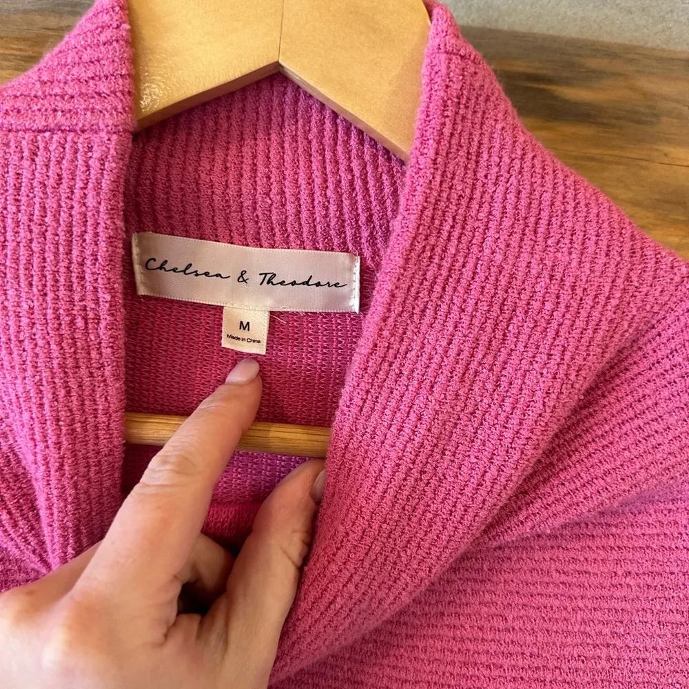 Chelsea & Theodore Mockneck Ribbed Pink Sweater Size M - Image 3
