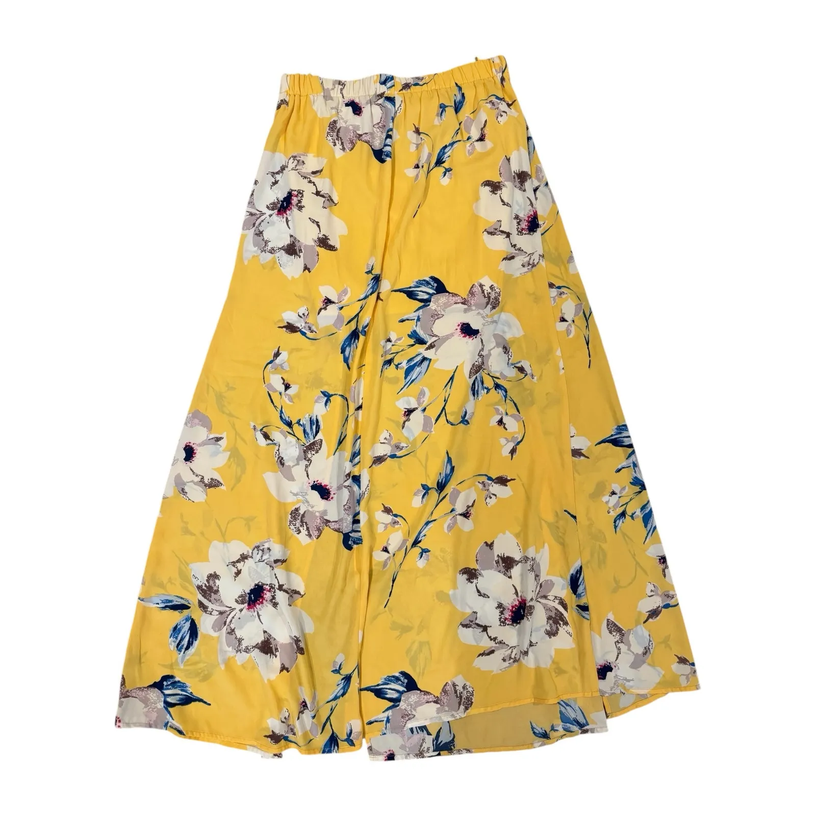City Triangles Women’s Yellow Floral Maxi Skirt Medium Elastic Waist Lined - Image 3