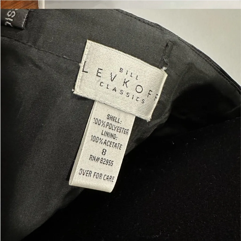 Bill Levkoff Classic Black Strapless Gown White Sash 8 Vintage VTG - Image 5