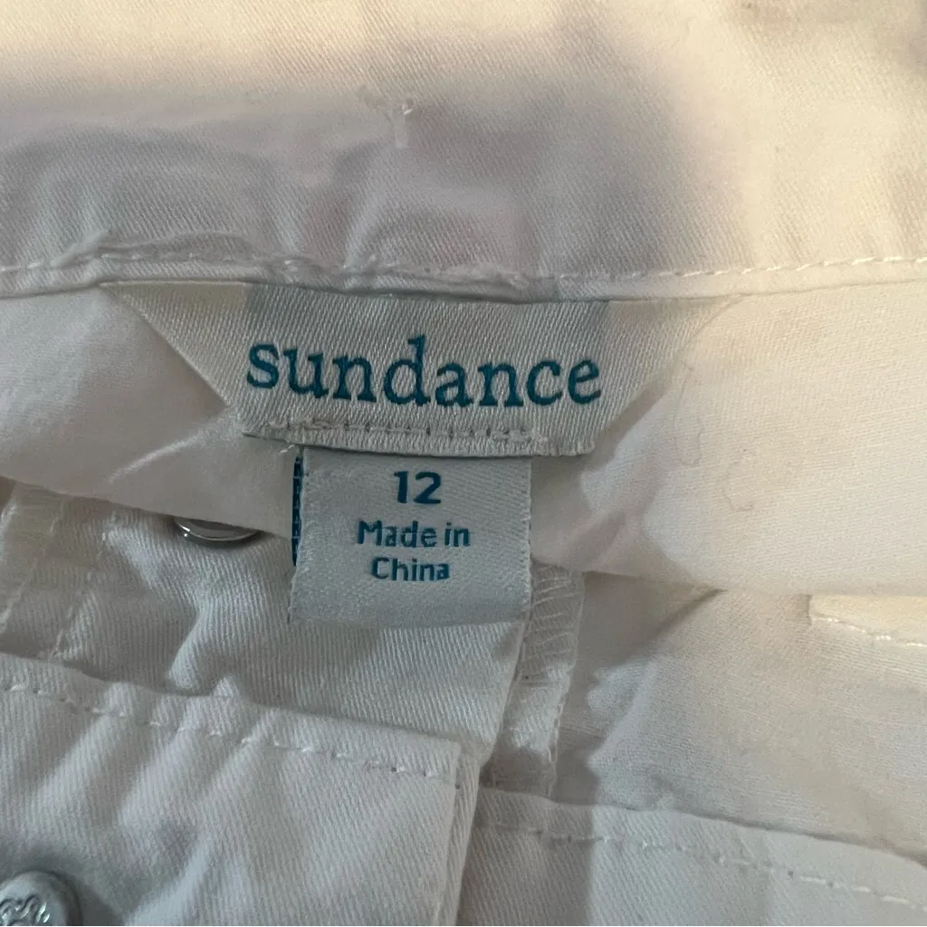 Sundance Jolienne Twill cargo joggers white size 12 relaxed fit exposed buttons - Image 7