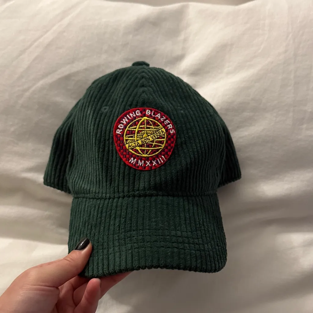 Rowing Blazers x Target Green Corduroy Logo Baseball Hat Fall Preppy Red Yellow - Image 2