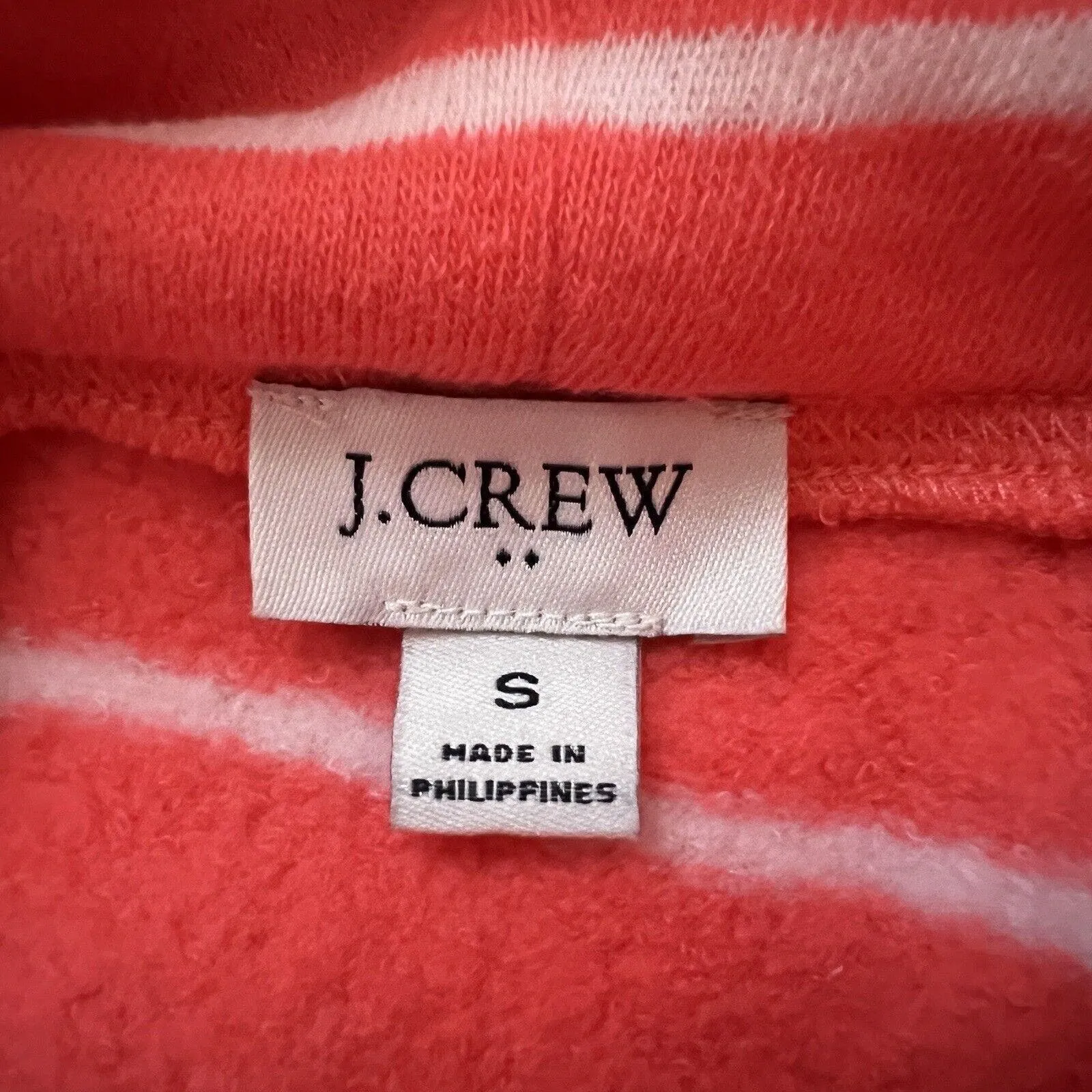 J. Crew Sweatshirt Womens Small Coral White‎ Striped Mockneck Casual Comfy Cozy Orange - Image 7