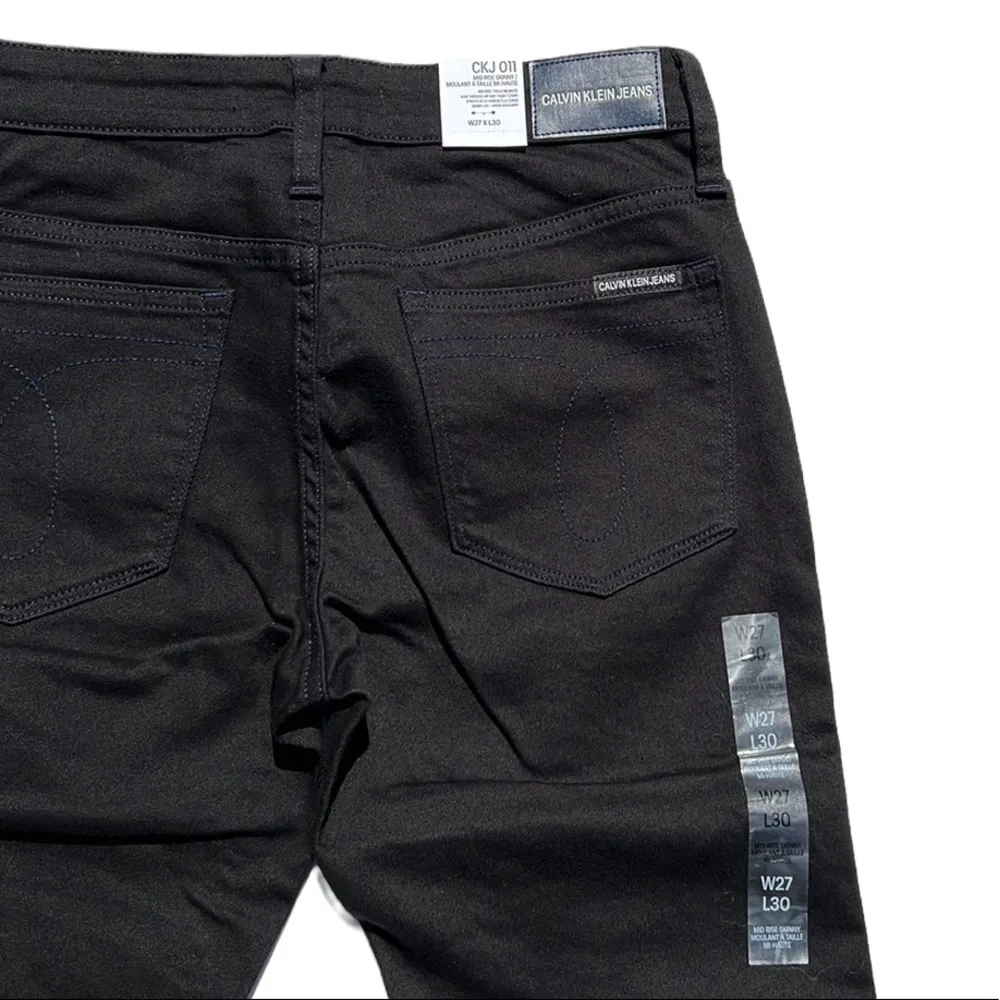 Calvin Klein Jeans Mid Rise Skinny Distressed Patch Black Jeans Size 27X30 New - Image 11