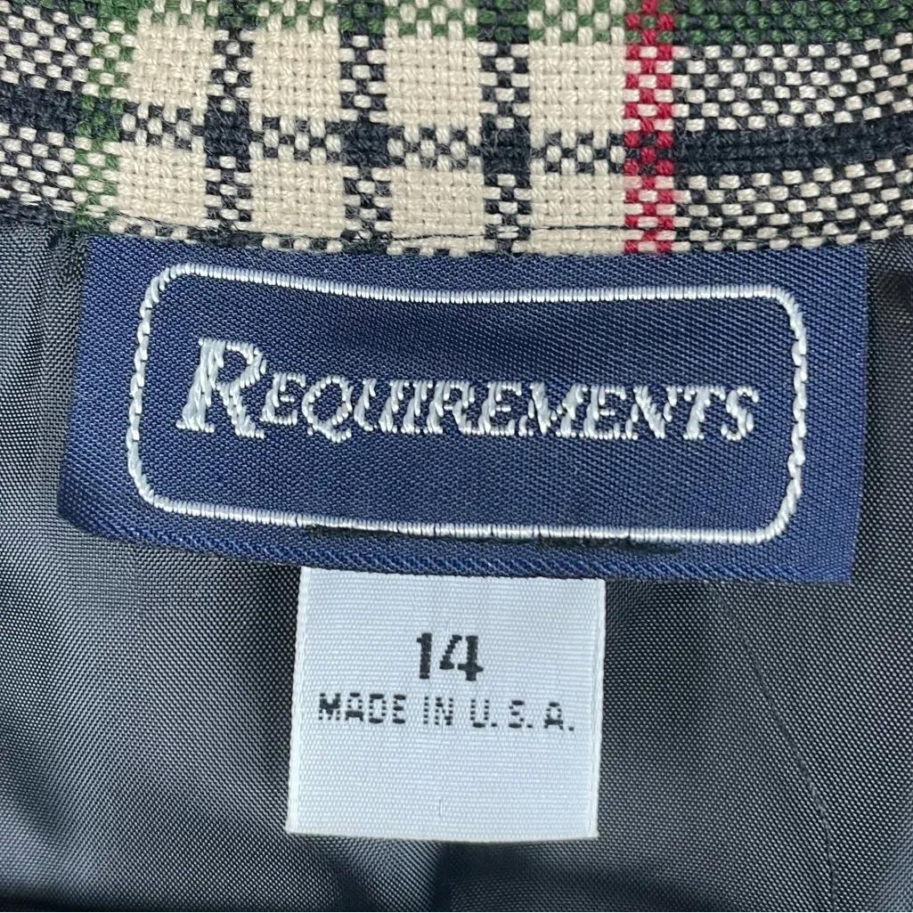 Vintage 90s Requirements Plaid Blazer Women's Size 14 Dark Academia Preppy Twee - Image 6