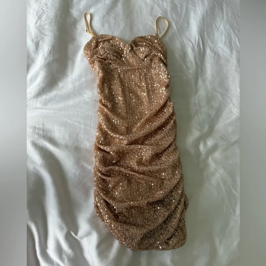 Hello molly, champagne body con sequins mini dress - Image 2