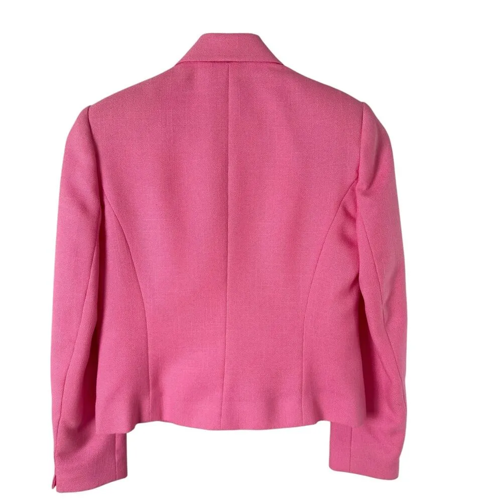 Suits Galore Vintage Pink Cropped Blazer‎ Double Breasted Button Front, Size 4 - Image 9