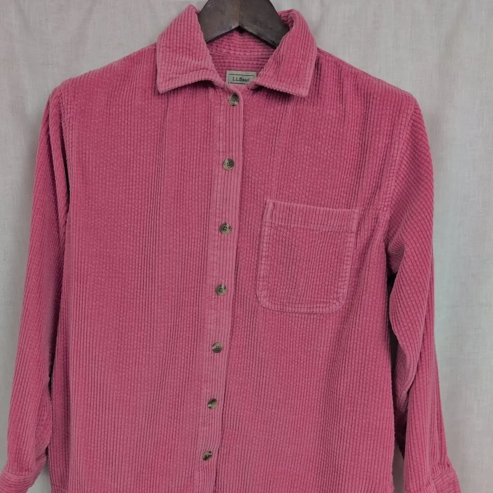 Ladies' LL Bean WIde Bone Corduroy Pink Heavy Shirt Small P Size undefined - Image 5