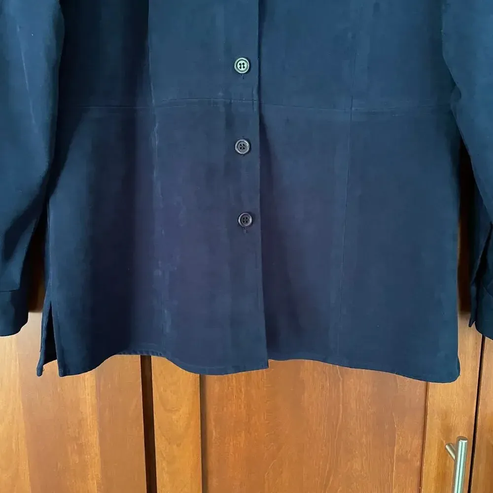 Shirt Jacket Button Up Microfiber Navy Blue Size P (XS Petite) - Image 3