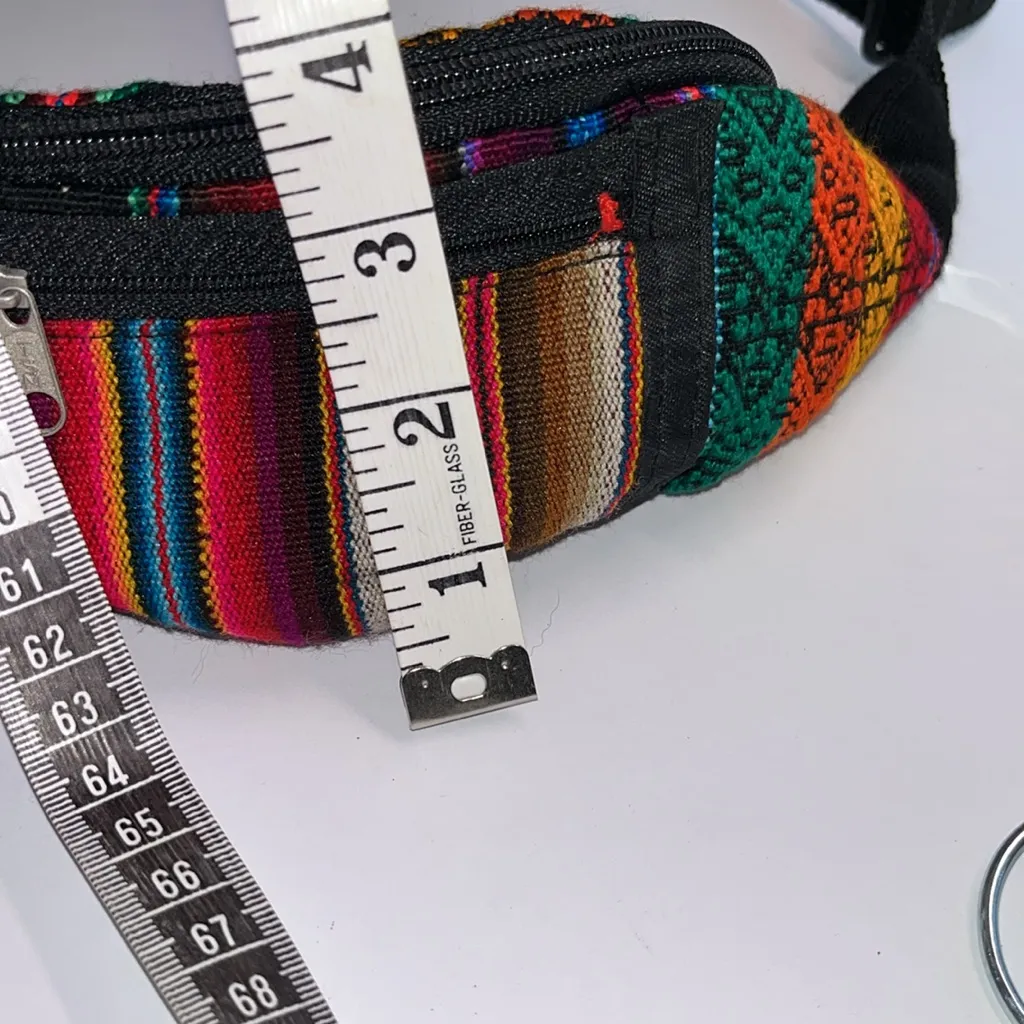 Colorful Striped Fanny Pack Aztec Rainbow Unisex Red - Image 5