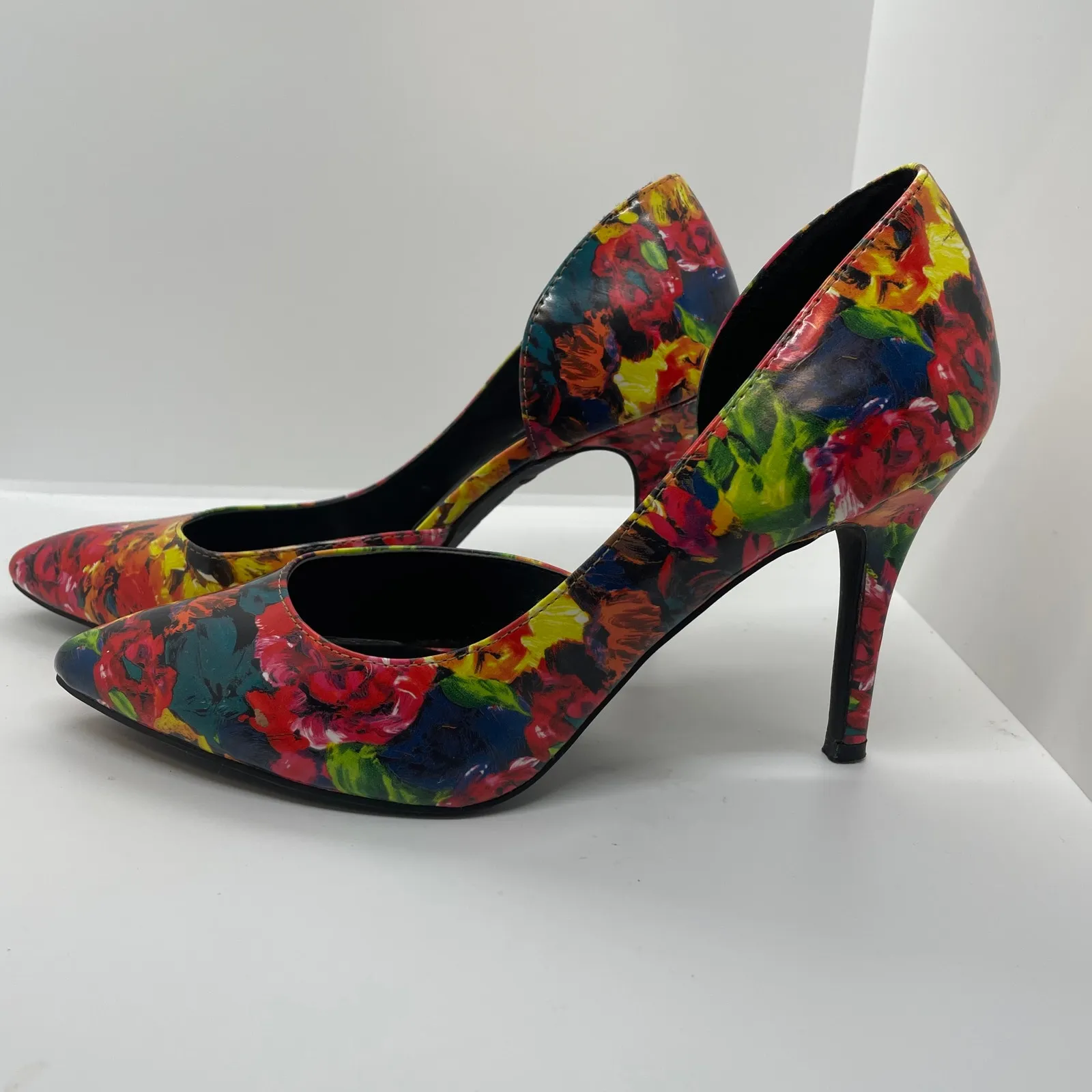 BRASH Dorsay Stiletto Floral Multicolor Heels sz 8 - Image 7