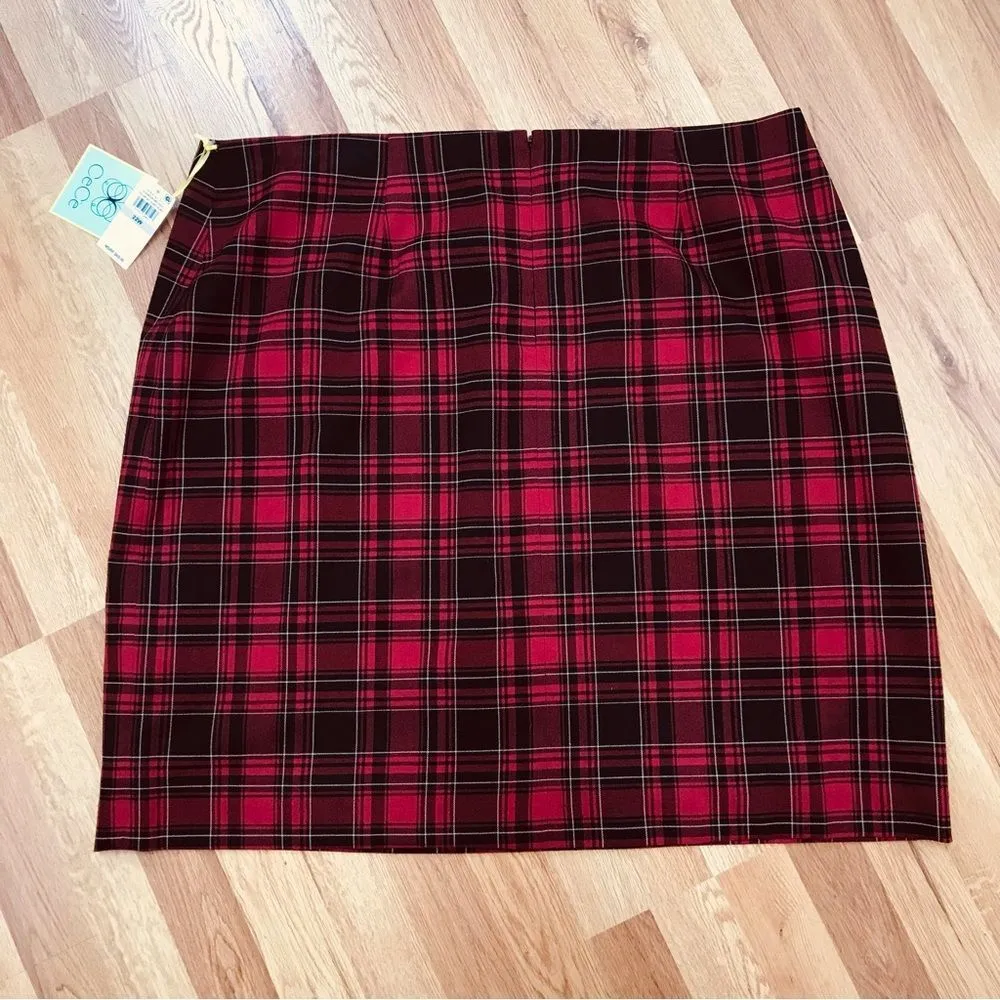 New CECE Red Black Plaid Pencil Skirt Knee Length Career Office Plus Size 22W‎ - Image 3