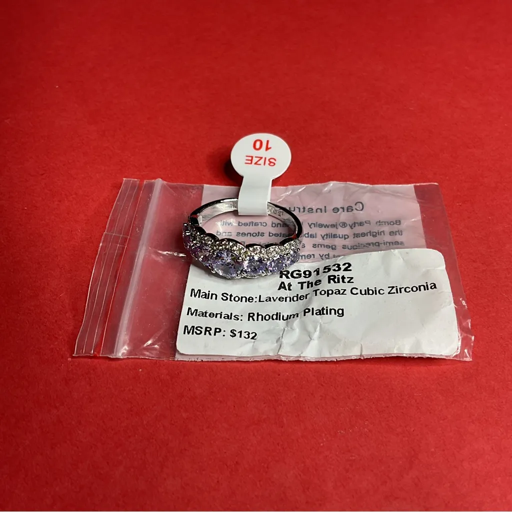Bomb Party RG91532 “At The Ritz” Cubic Zirconia on Rhodium Size 10 Ring NWT Silver - Image 5