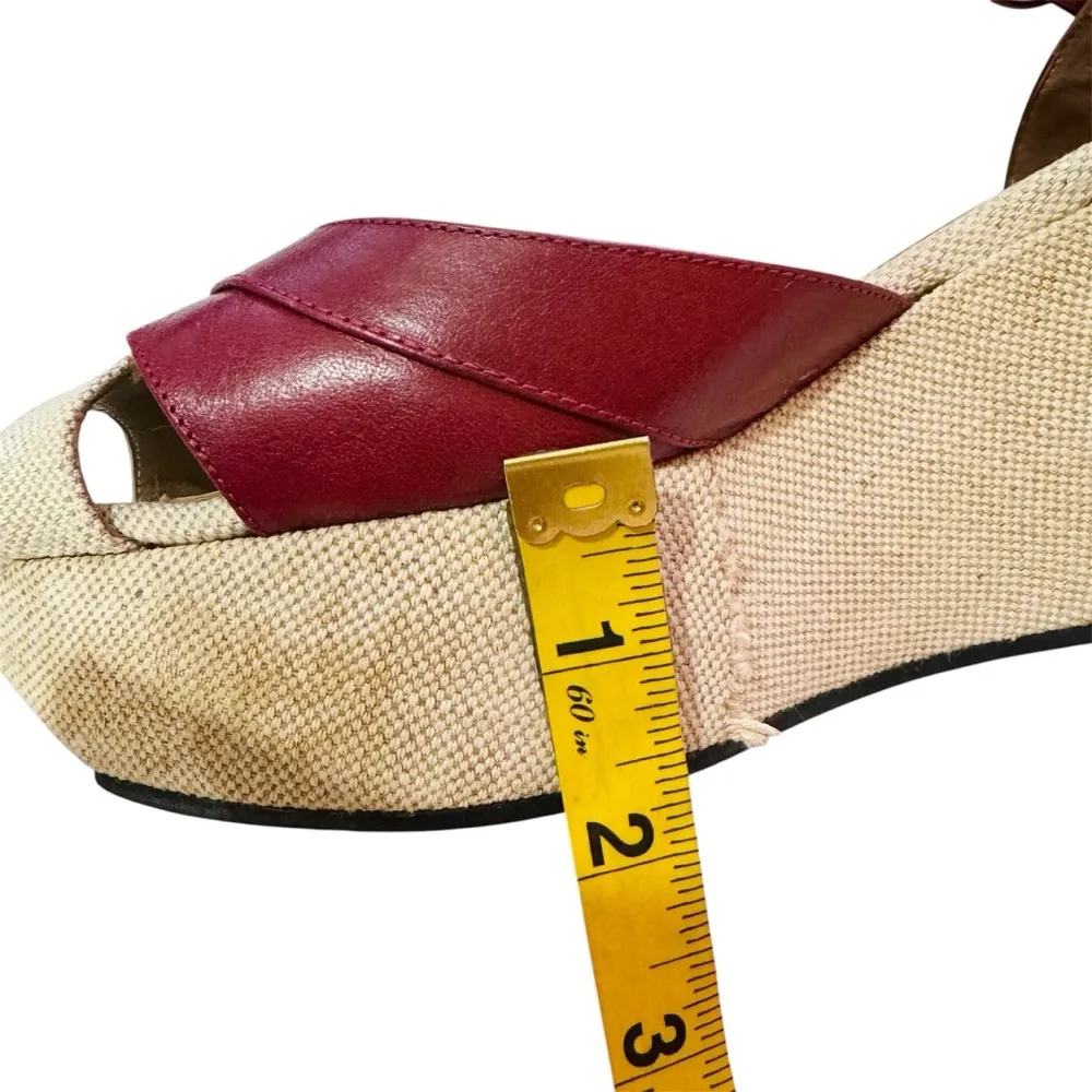 MARNI red leather wedge sandals MADE IN ITALY Size 8 - Image 13