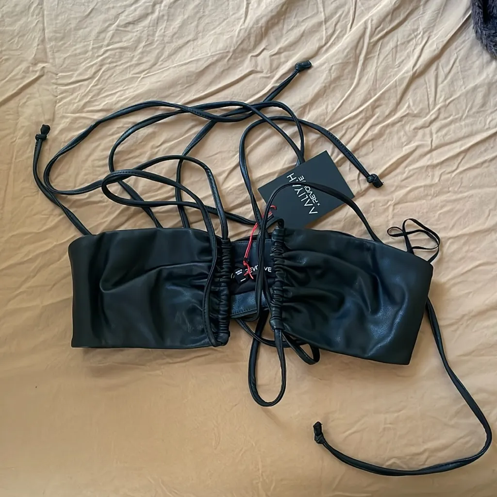 Faux Leather Black Choosey lover bra top Size Small from Revolve - Image 5