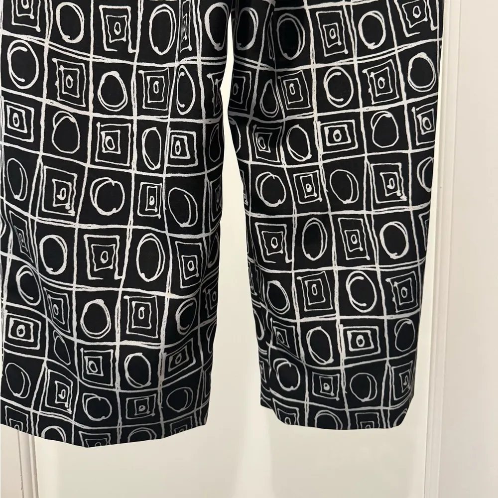 Bleyle Vintage Black White Geometric Pants Sz 8 Artsy Elastic Waist - Image 7