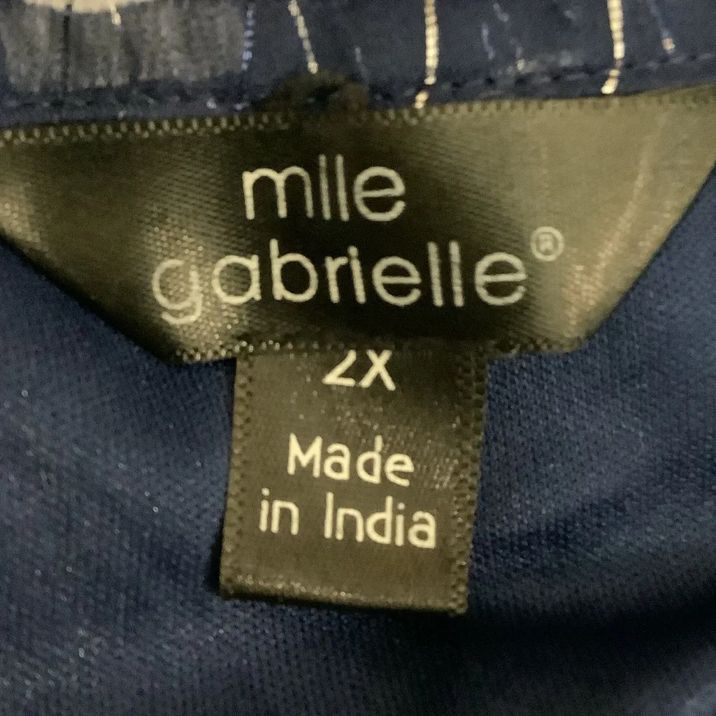 Mile Gabrielle Size 2X Navy Polka Dot Sheer Dress With Lining. Preloved Blue - Image 5