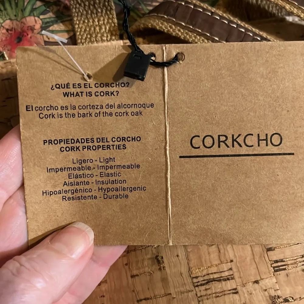 NEW! Corkcho vegan cork backpack. Neutral tone with tropical floral flap. - Image 8