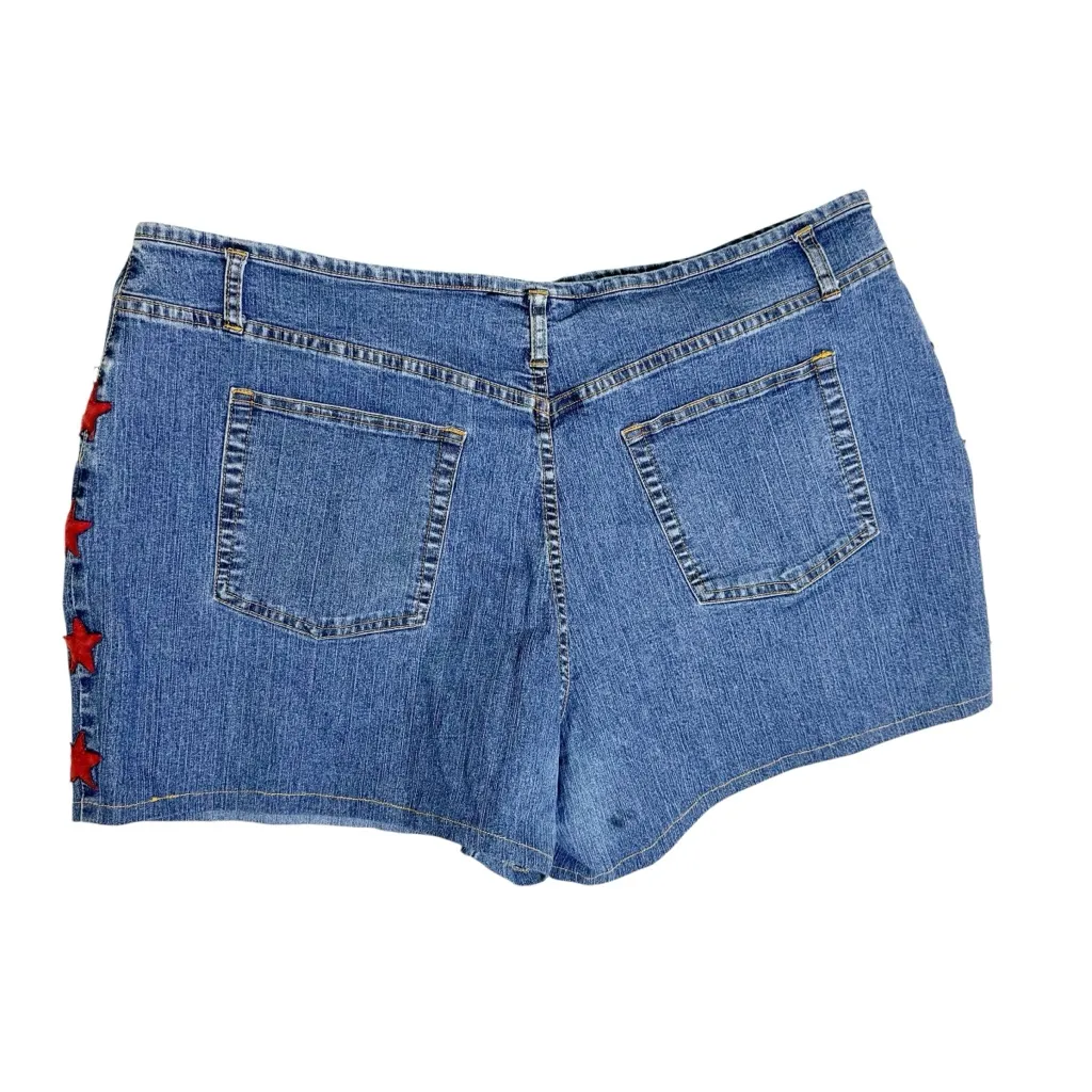 LA Blues Vintage Y2K Denim‎ Low Rise Star Appliquéd Shorts size 24 - Image 4
