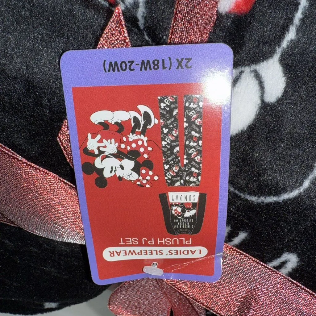 Disney Mickey Minnie Mouse Plush Pajama Set Womens Plus Size 2X 18 20 Sleepwear - Image 2