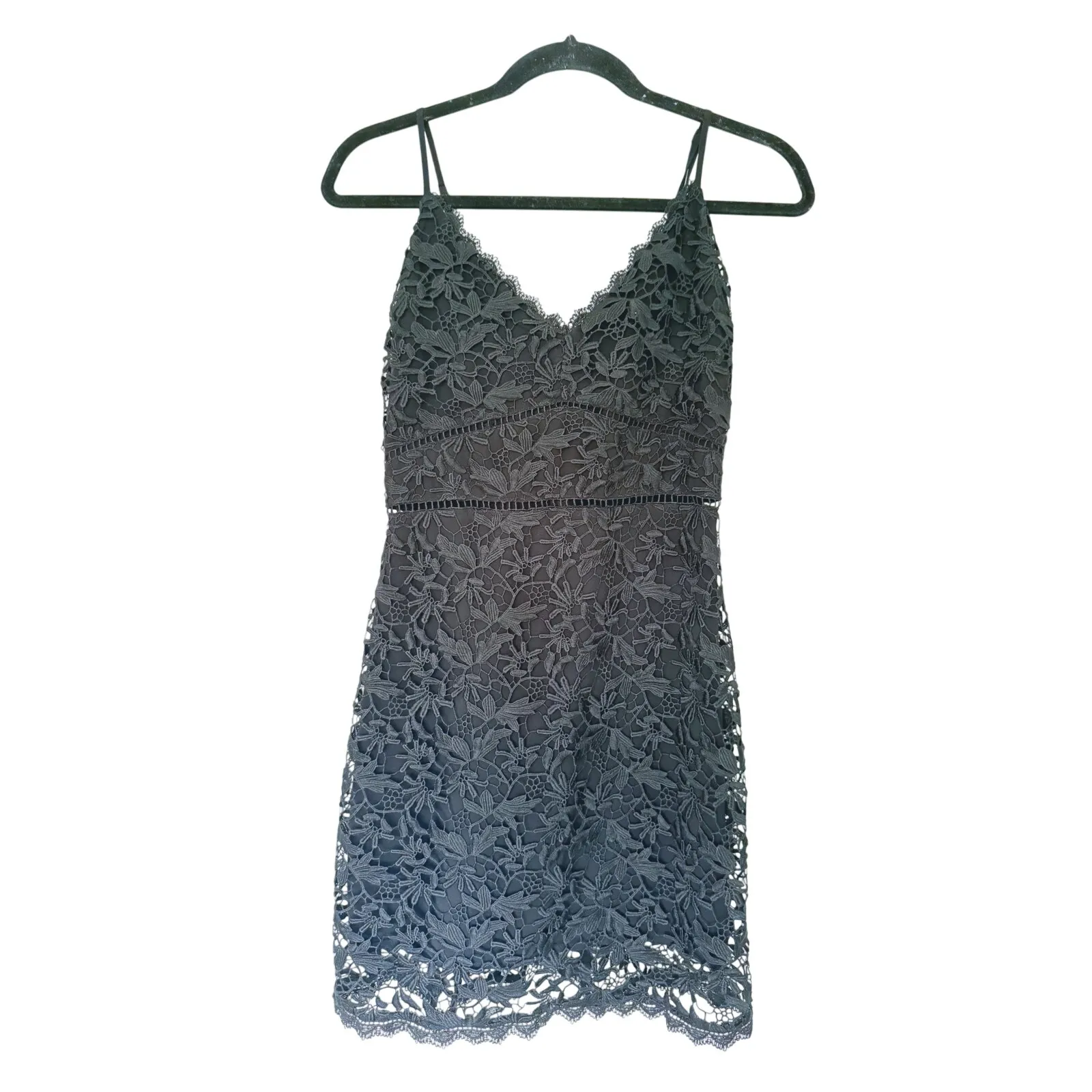 Abercrombie & Fitch BabyDoll Crochet Lace Mini Dress S Black Dark Cottage Fairy - Image 12