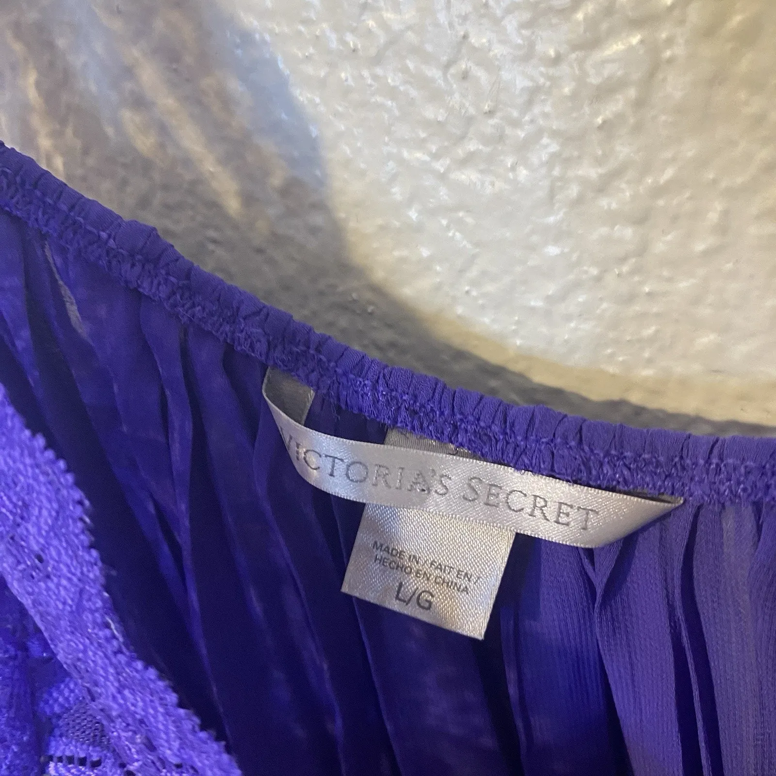 Victorias Secret Purple Satin Sheer Babydoll Top Nightie Lingerie Size L Vtg Y2K - Image 3