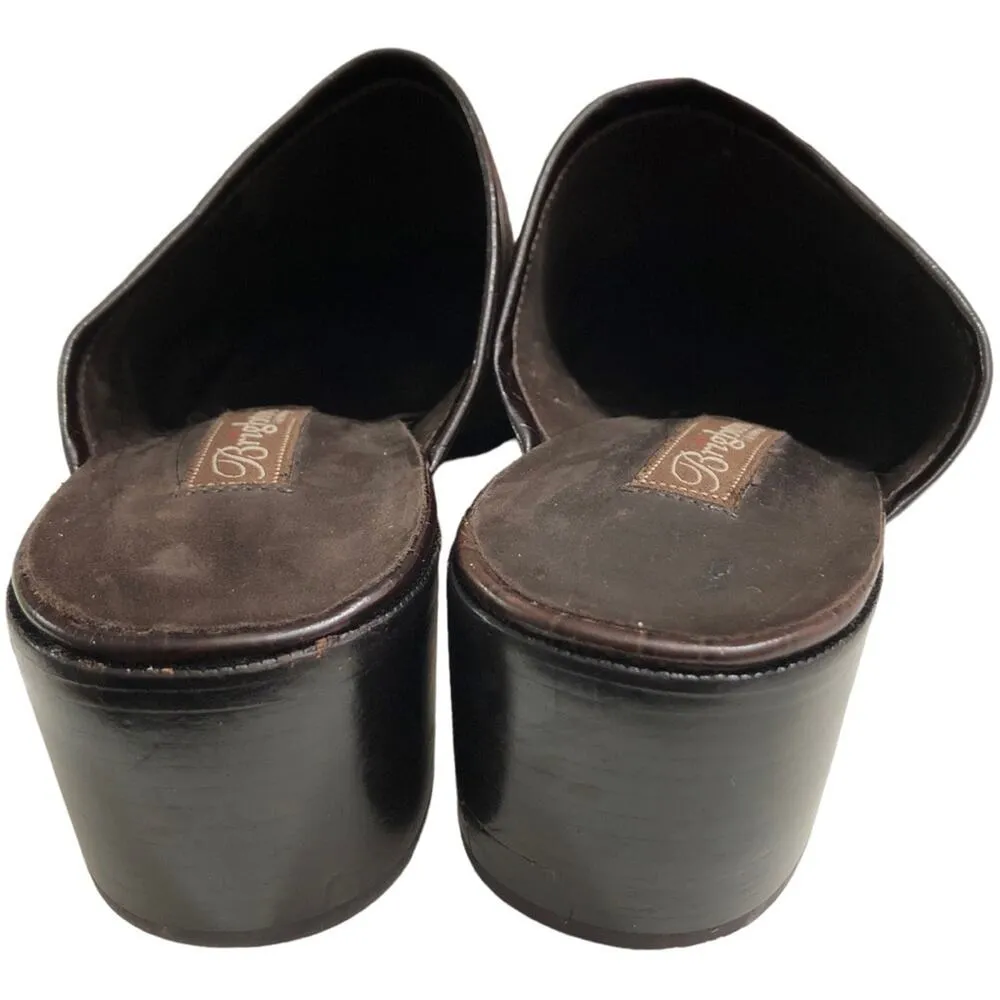 Brighton Fiona Brown Embroidered Slip On Mules 8 EUC - Image 4