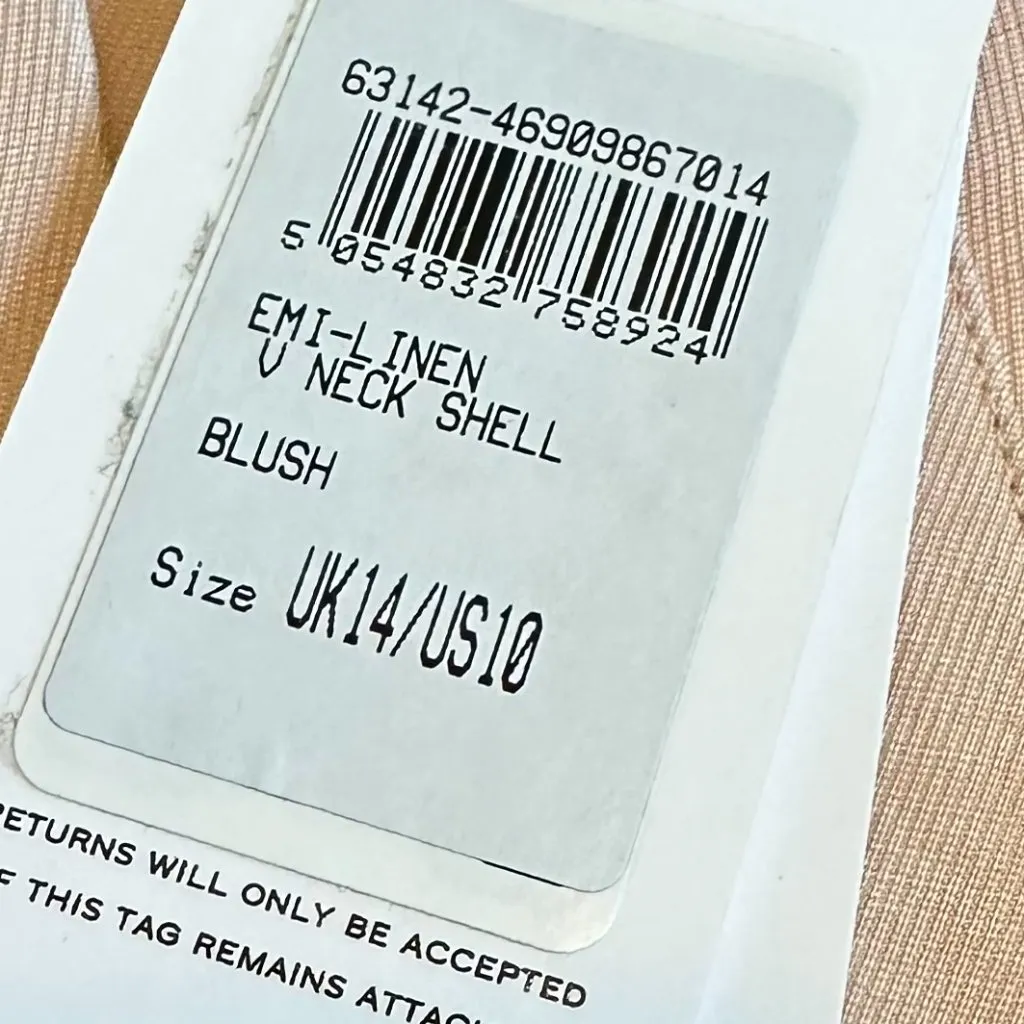 Reiss Emi Sleeveless V-Neck Linen Blend Blouse Top Shirt Size 10 Women's NWT - Image 12