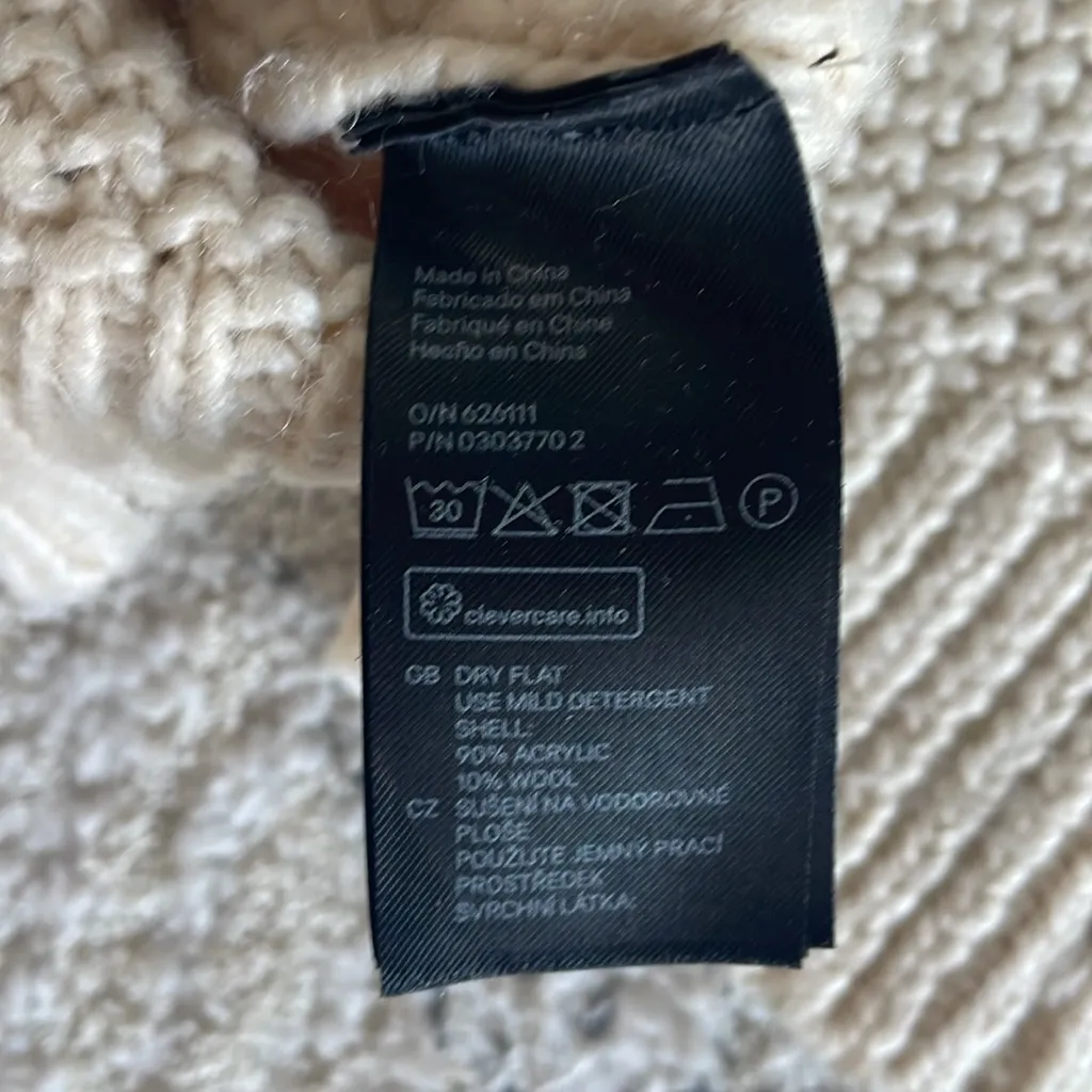 H&M Cream Off White Knit Oversized Crewneck Sweater Size XS - Image 5