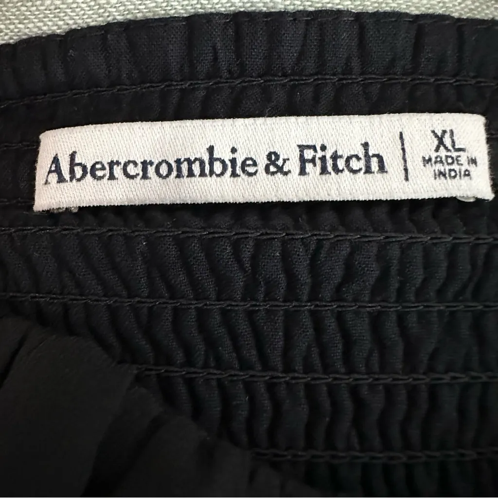 Abercrombie & Fitch Women’s Black Puff Sleeve Cinched Waist Dress Whimsigoth XL - Image 3