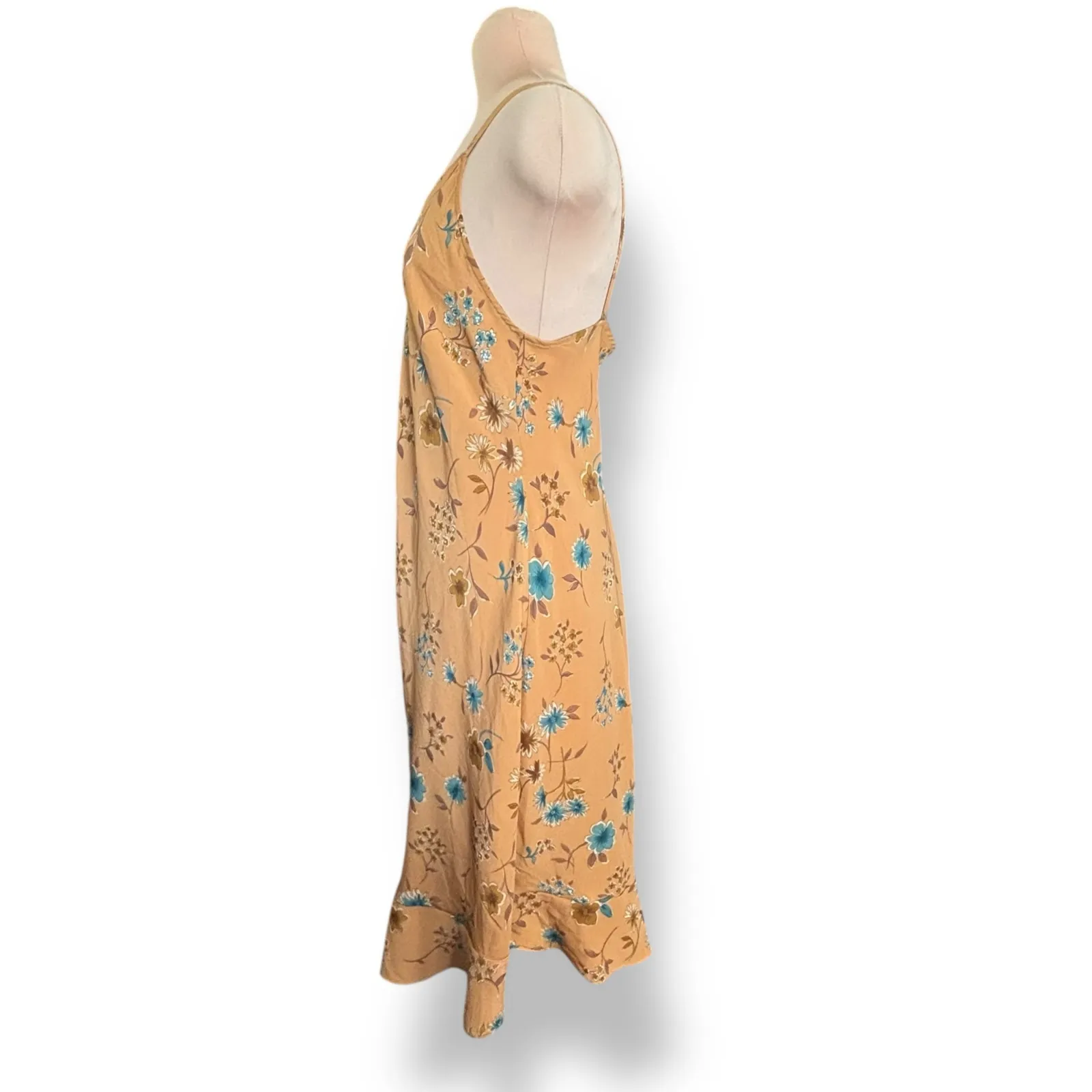 Mile Gabrielle Yellow Floral Midi Slip Dress Blue Flower Print Boho Romantic - Image 5