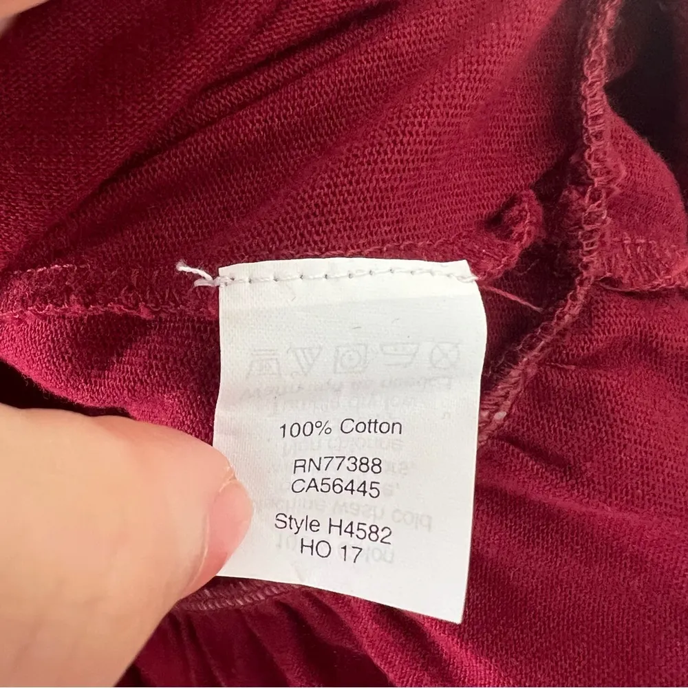 J. Crew Red Long Sleeve Crewneck Peplum 100% Cotton Top XXS EUC - Image 4