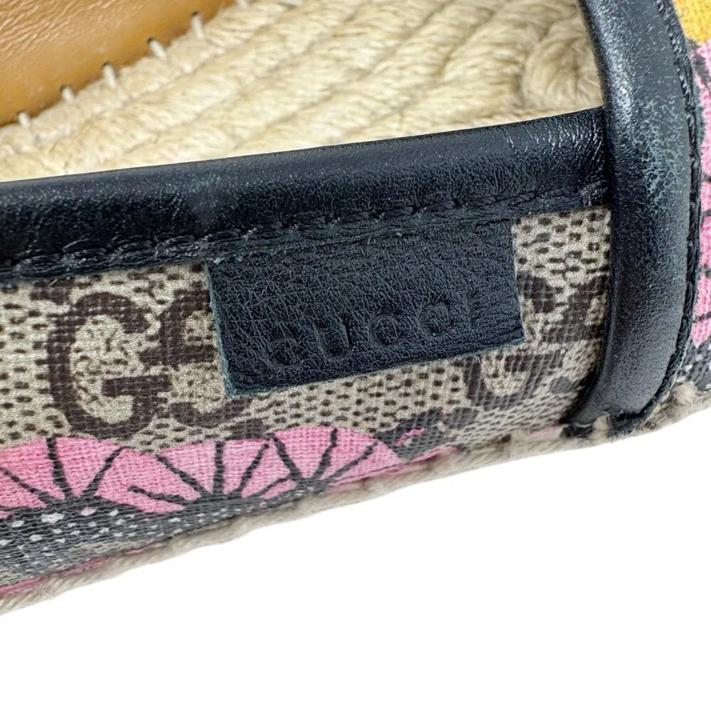 GUCCI Supreme Monogram Bengal Tiger Espadrilles Flats Beige Pink Flowers EU 37.5 - Image 7