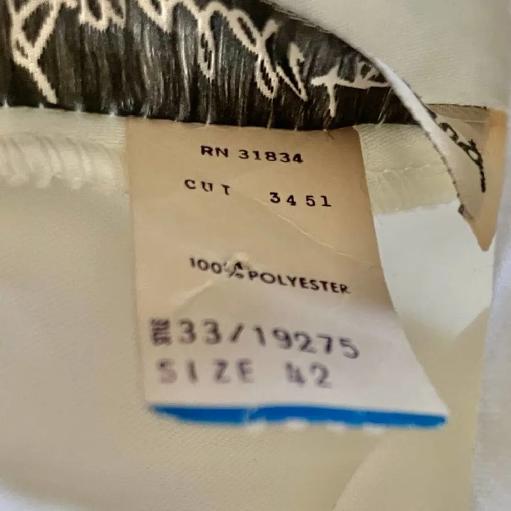 Vintage NWT Donald Howard Ivory White Embellished Satin Secretary Tuxedo Blouse Size 1X - Image 5