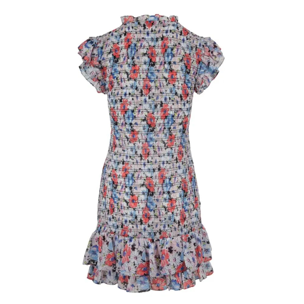 Veronica Beard Cici Smocked Mini Dress - Watercolor Floral - 16 - Image 9