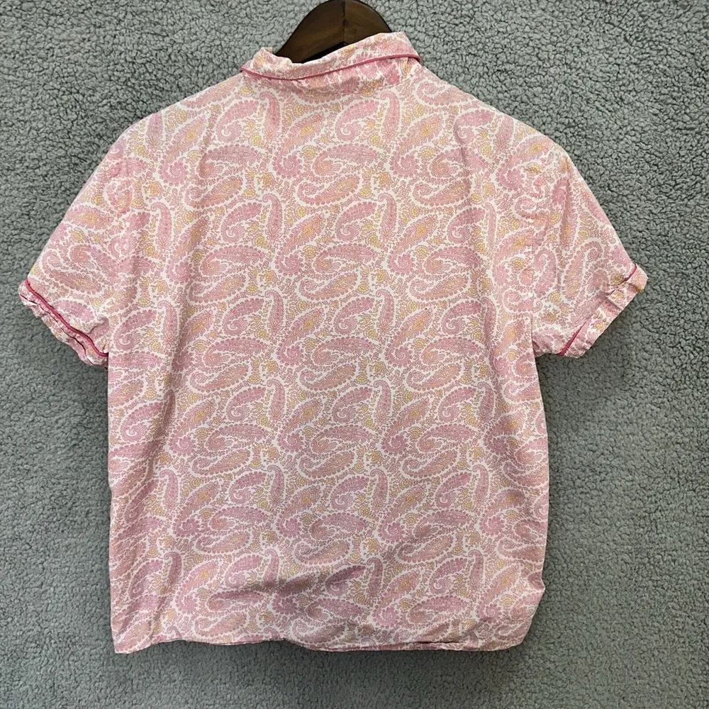 J.Crew Pajama Top Women Medium Pink Paisley Coquette Cottagecore‎ Lounge Preppy - Image 2