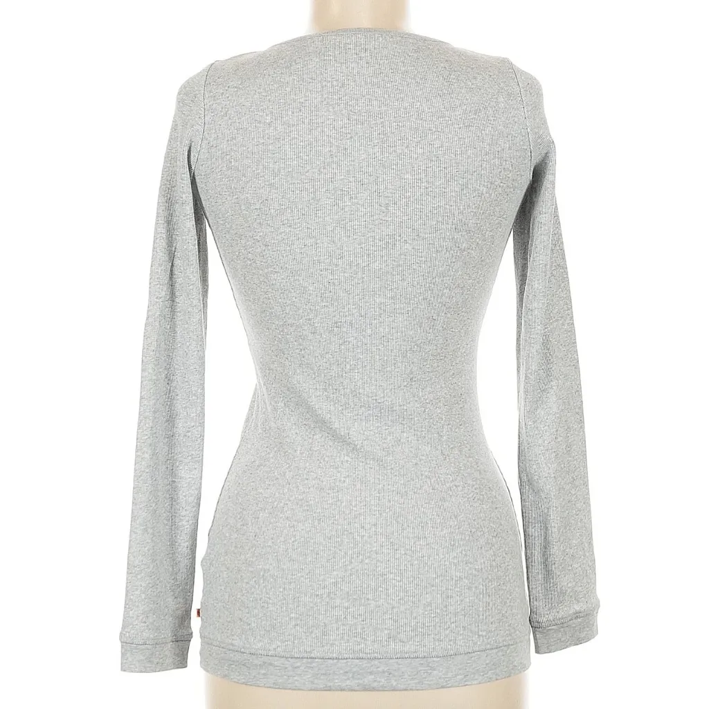 Boss Hugo Boss Orange Gray Long Sleeve Henley Top Blouse Women’s Size Medium M - Image 5