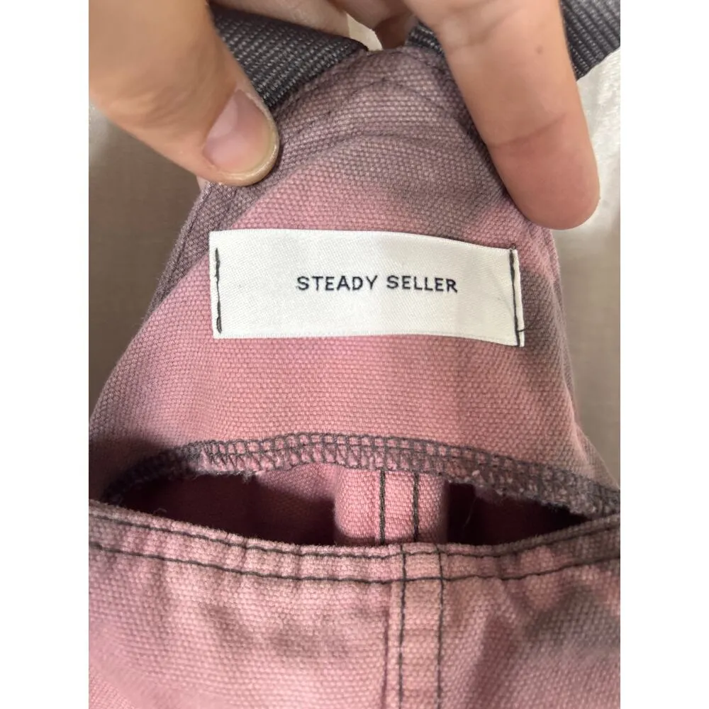 Steady Sellar Overall Dress Pink Gray Tie Dye Knee Length Patch Pocket Indibrand Size M - Image 8