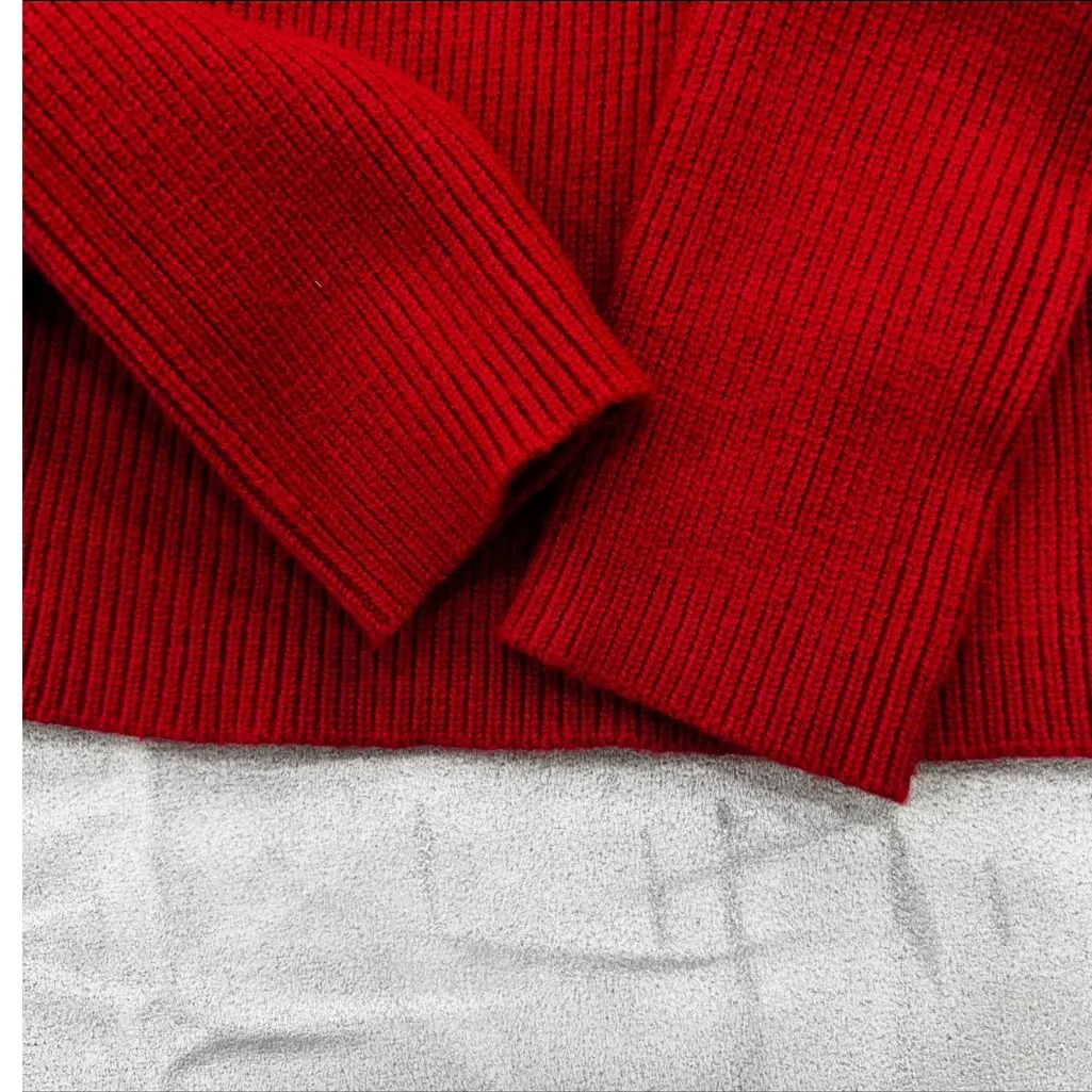 Farm Rio Long Sleeve Rib Crop mock neck sweater top in burgundy Size XS - Image 4