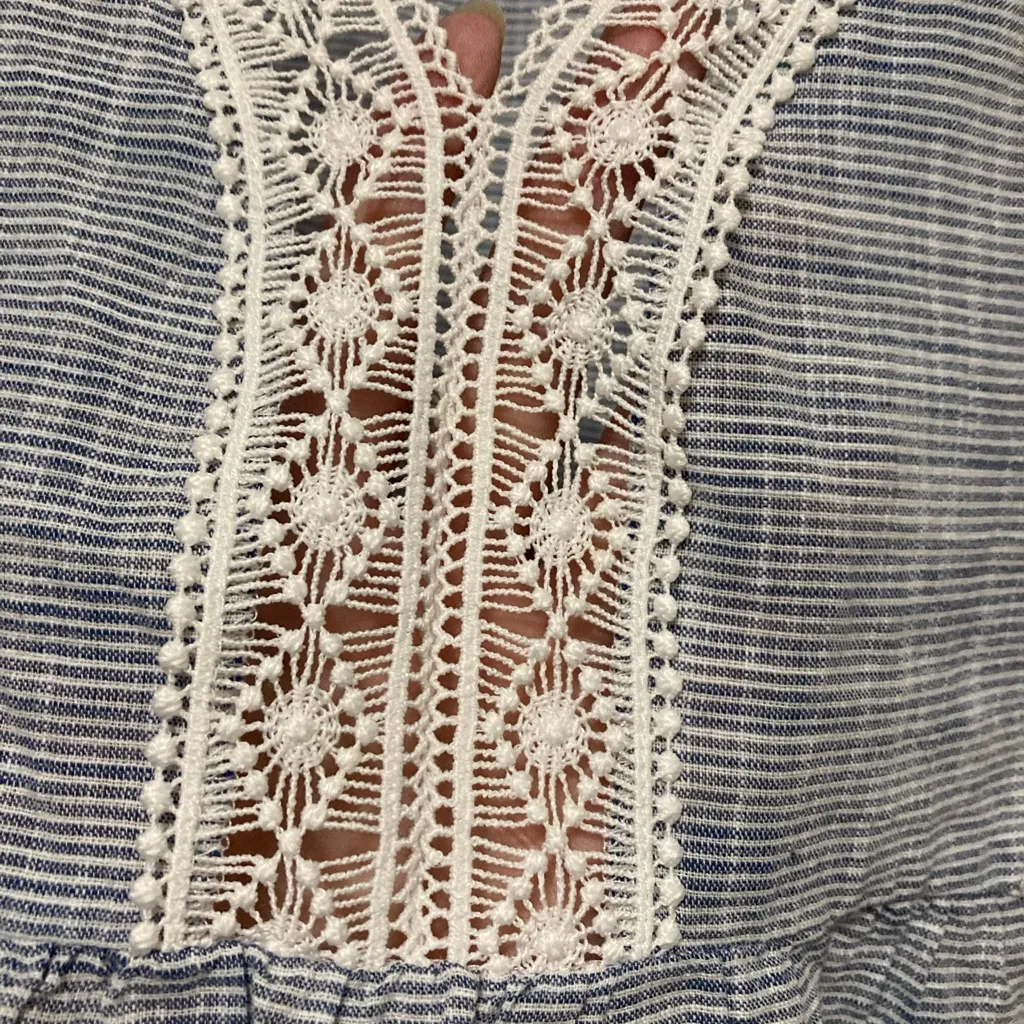 ZARA  Blue Striped Cropped Short Sleeve Peplum Blouse - Image 5