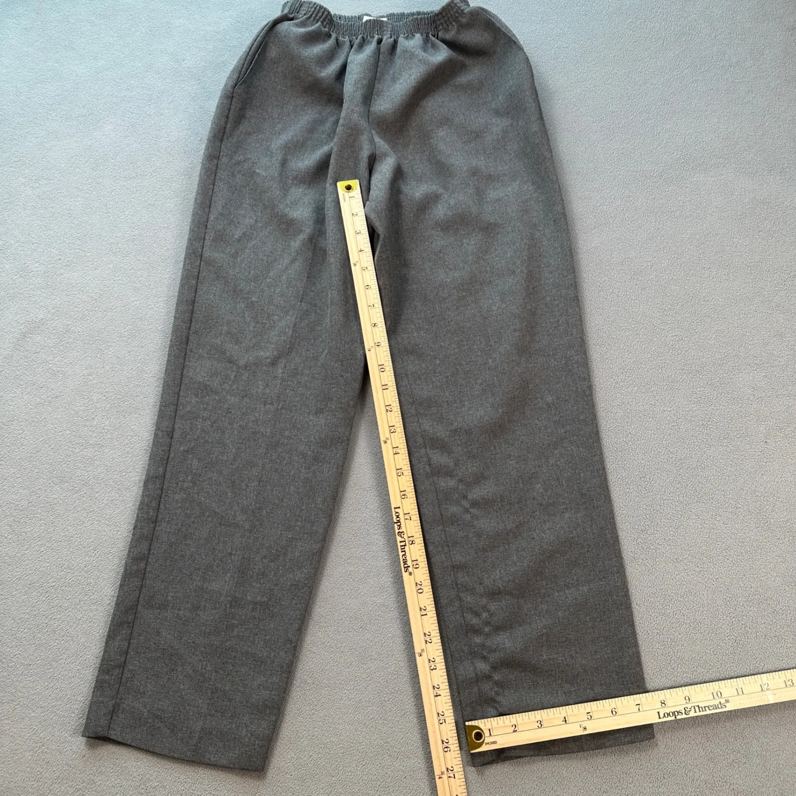 Alfred Dunner Pants Women Size 10 Petite Made in USA Gray Elastic Waist Relaxed - Image 3