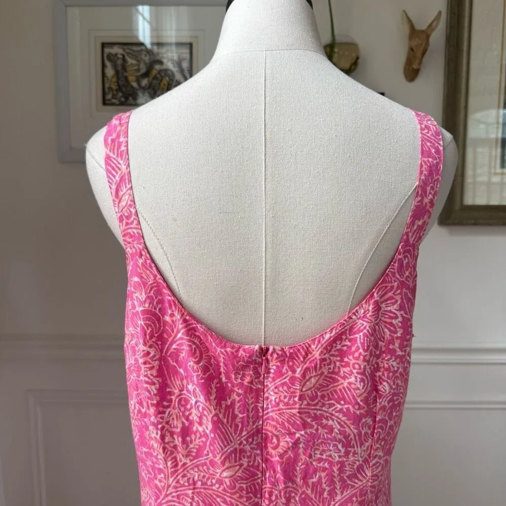Blue Ginger Lightweight Airy Pink Print Rayon Hawaiian Sun Dress $100 L Size L - Image 7