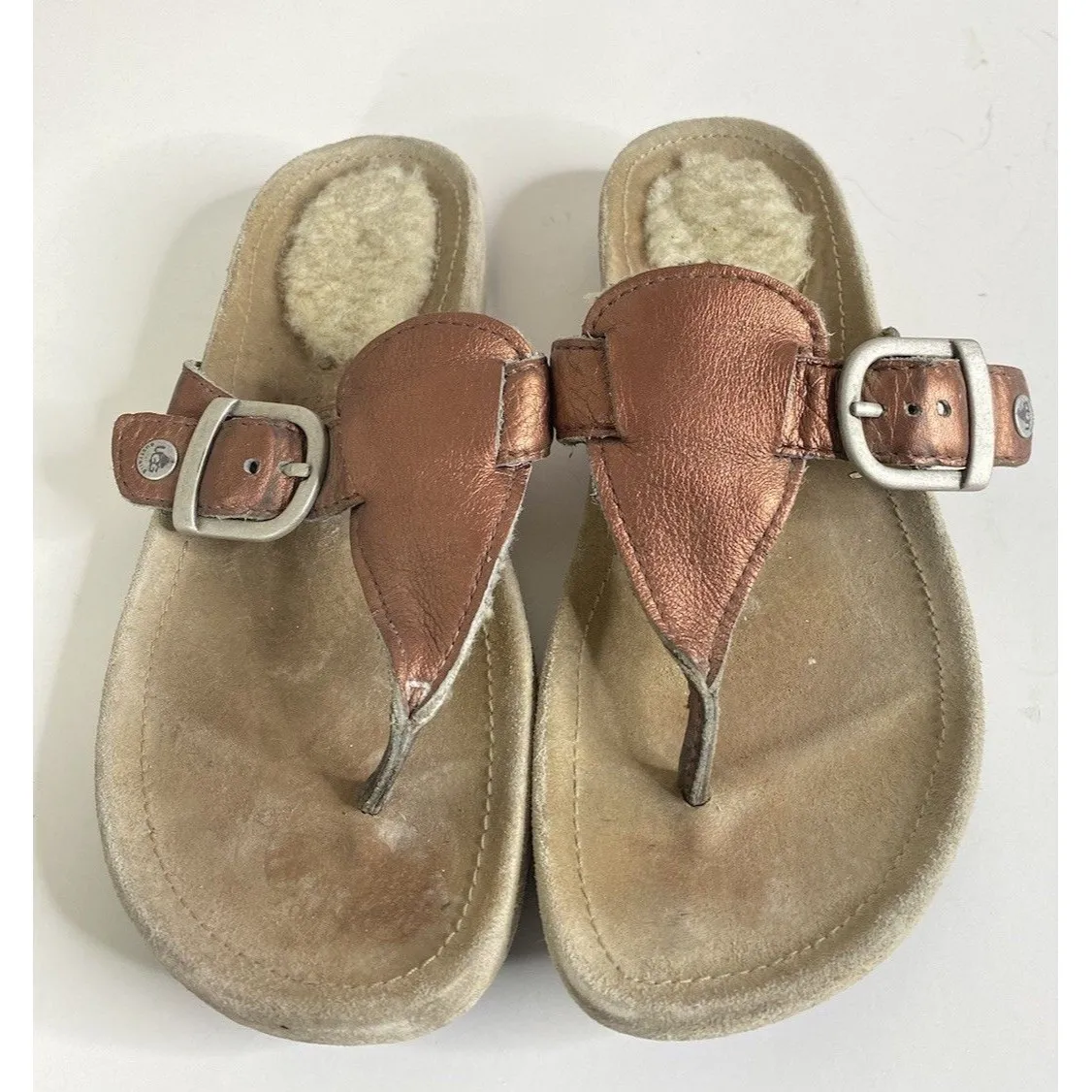 Ugg Copper Leather Thong Sandal Woman's Sz 6 - Image 6