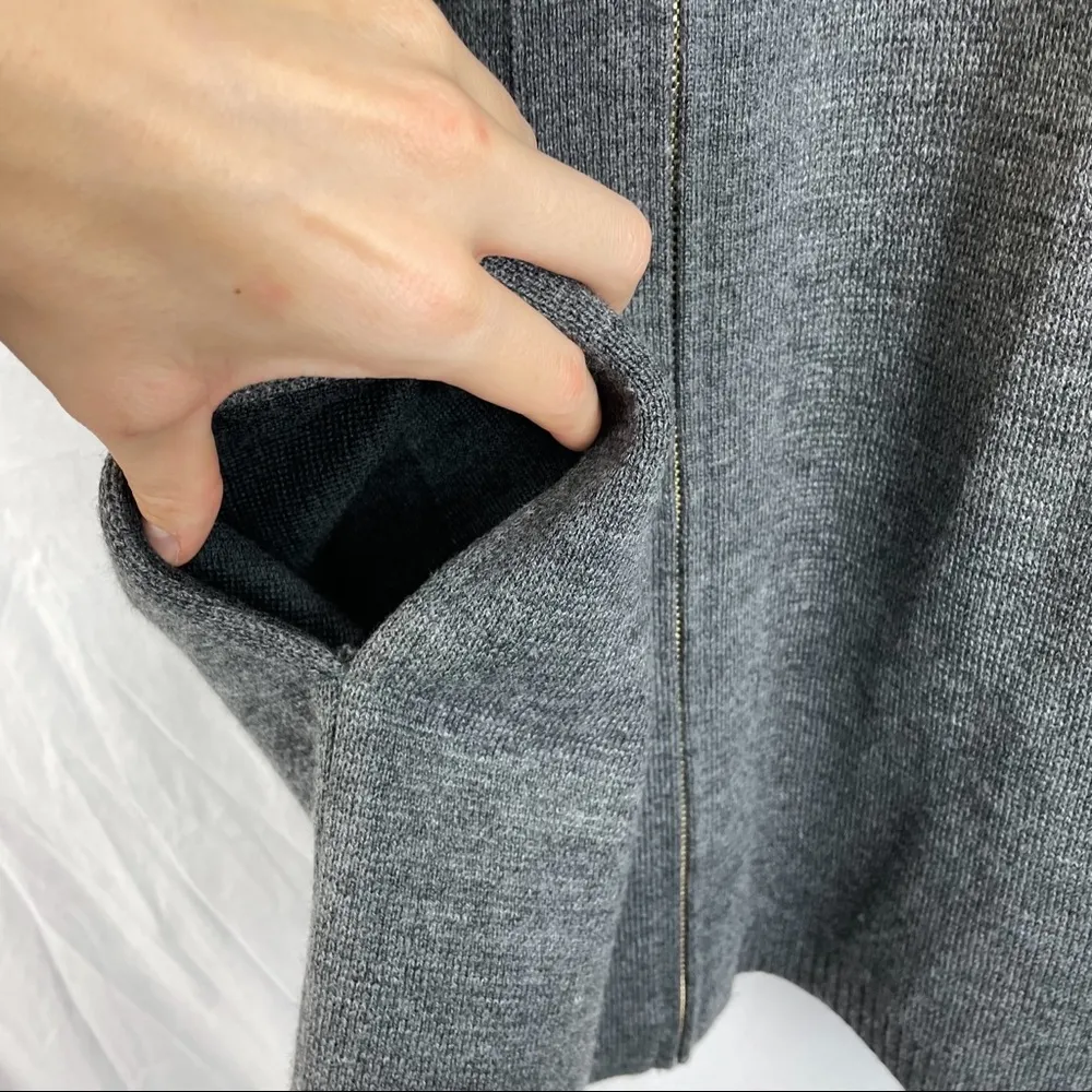 Ann Taylor Wool Blend Grey Zip Up Sweater Cardigan - Image 6