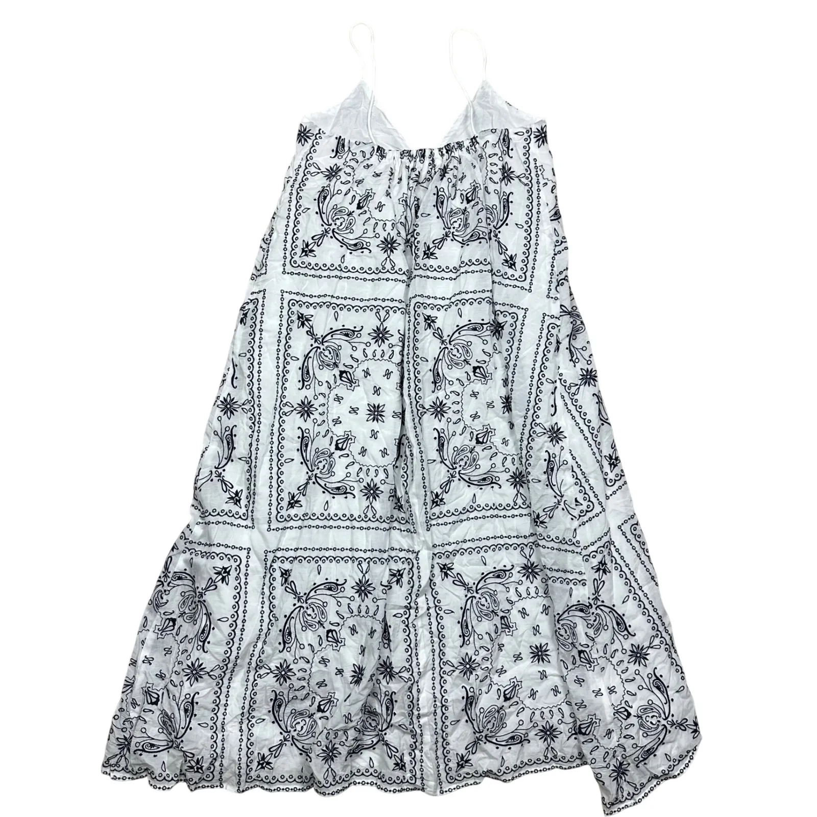 NWT Madewell Embroidered Deep V-Neck Midi Dress in Bandana White Navy M - Image 6