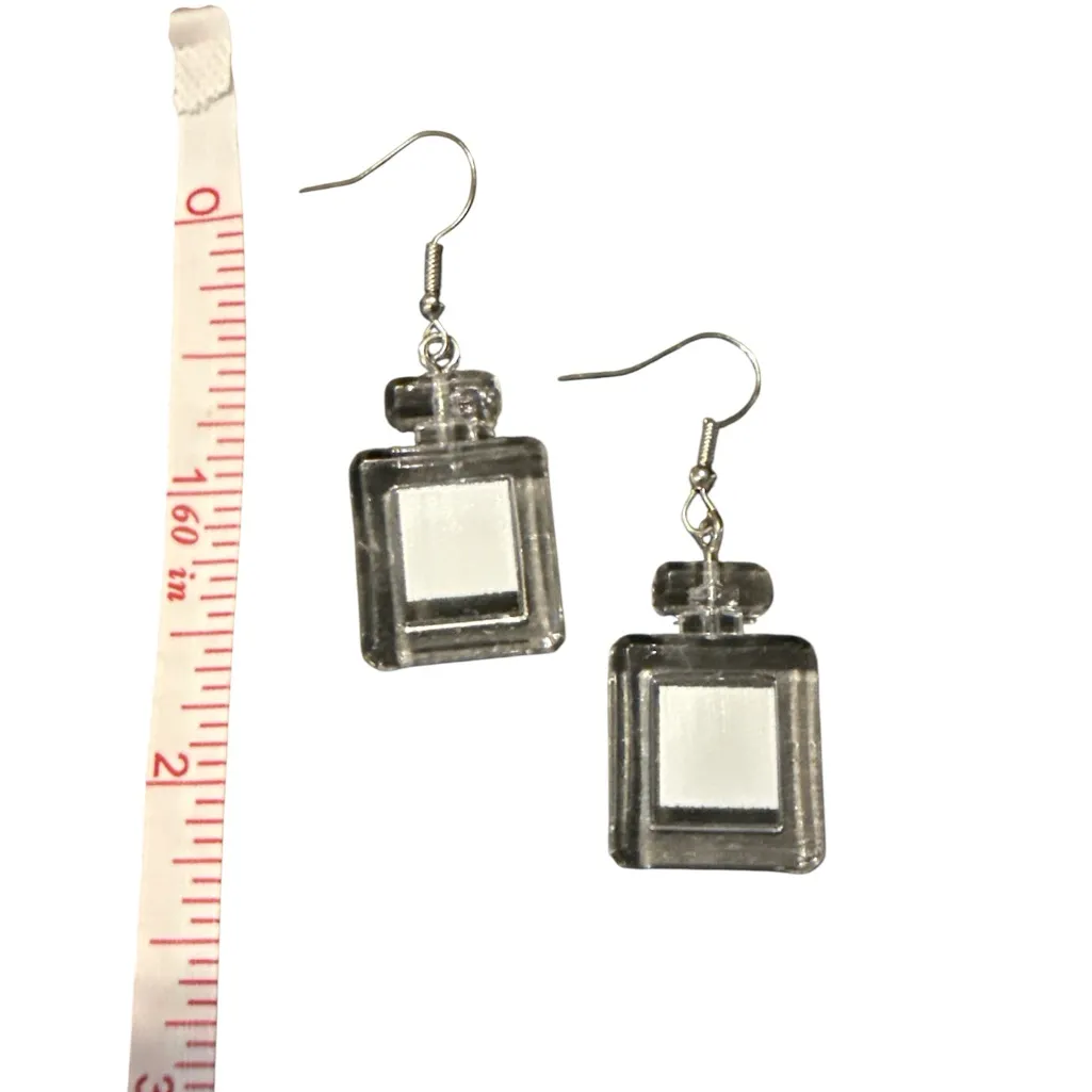 3/$20 Clear Square Perfume Bottle Earrings - Image 2