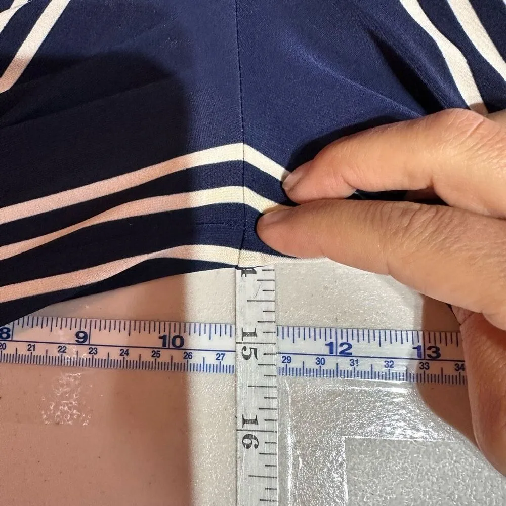 NWOT Lauren Ralph Lauren Women’s Faux Wrap Jumpsuit Rope Belt Navy‎ Stripe Large - Image 12