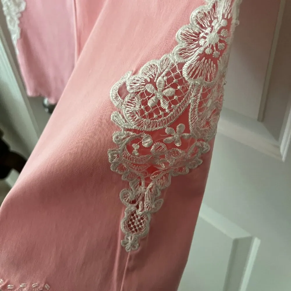 Quacker Factory Pink Bermuda Shorts w/Lace - Image 2