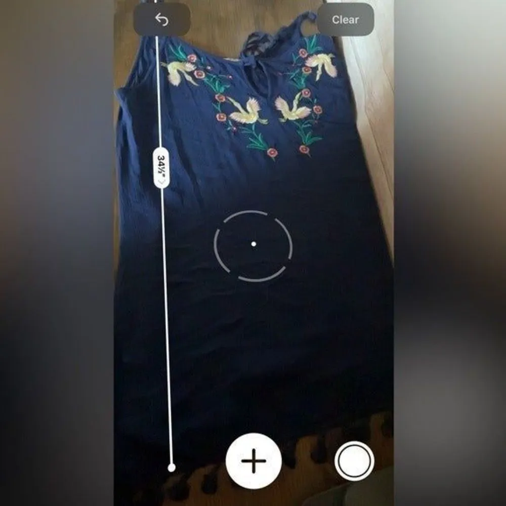 Francesca's Collection Embroidered Navy blue crane bird dress cover up Sz medium - Image 13