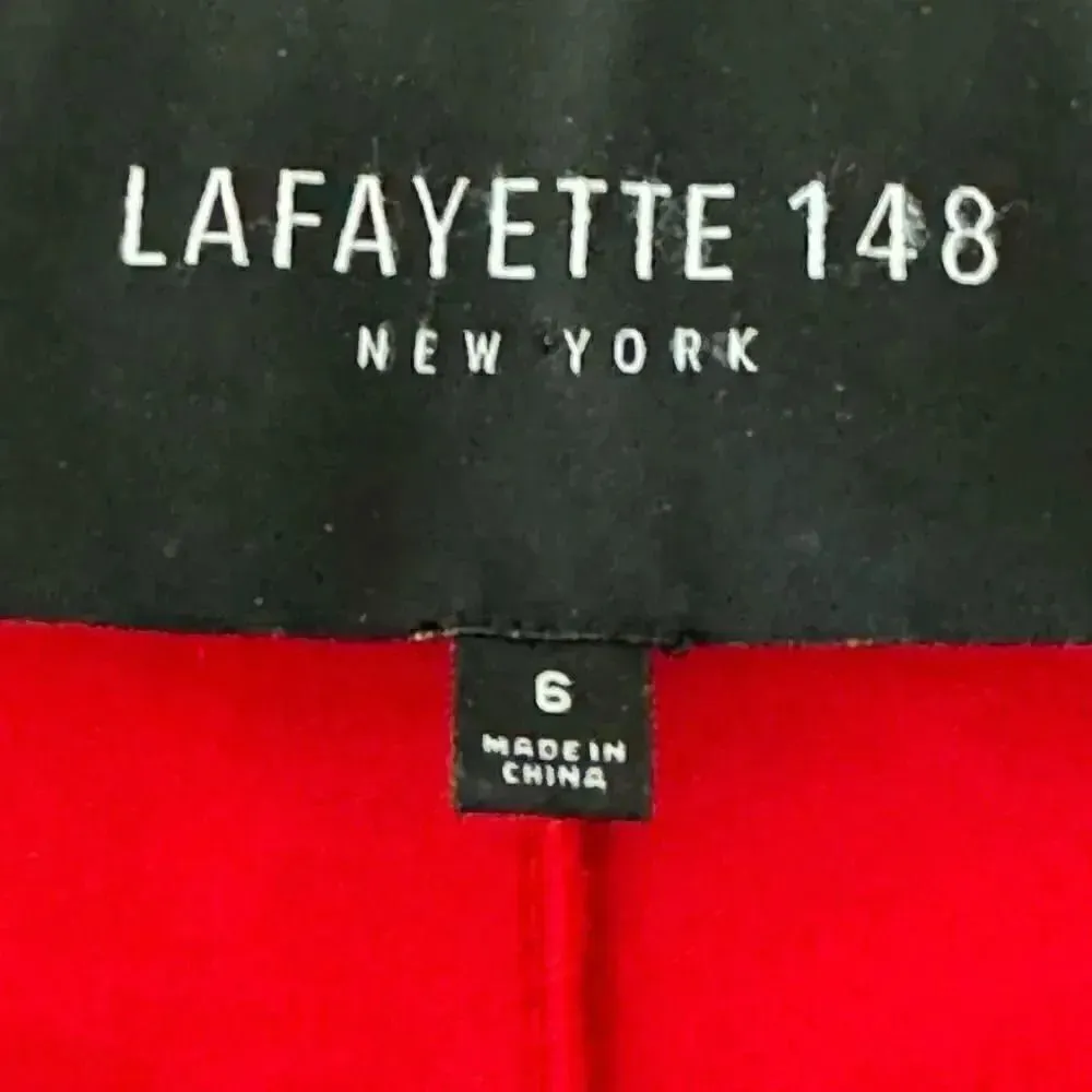 LAFAYETTE 148 NEW YORK Black Animal Print Career Office Open Front Jacket SZ S Black - Image 8