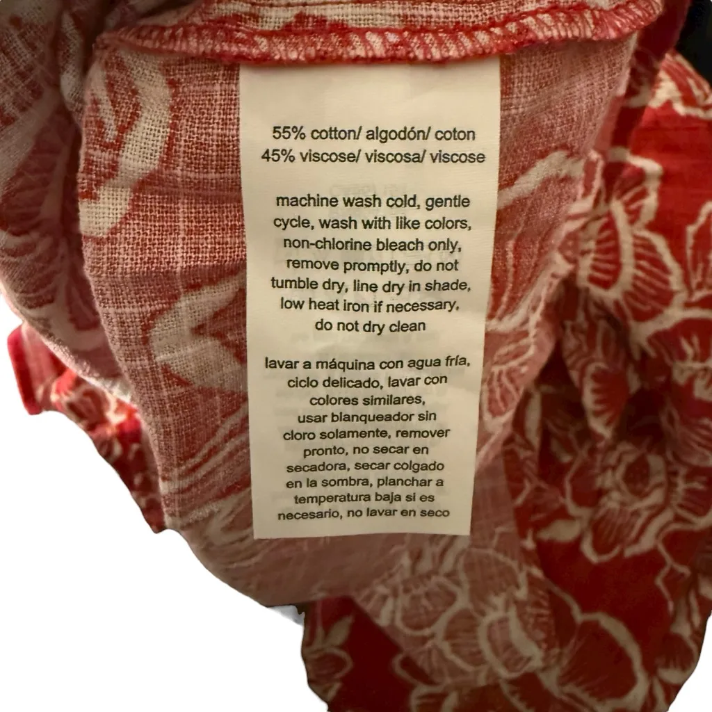 NWT Nautica Jeans Red High Waist Cotton Blend Floral Maxi Skirt Size Medium - Image 8